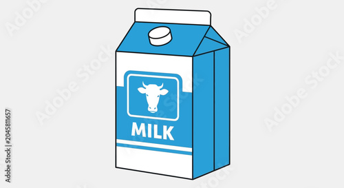 Carton of milk with cow logo.