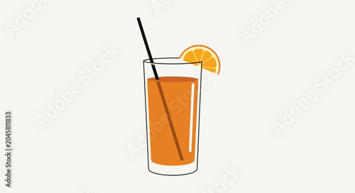 Orange cocktail with straw and slice.