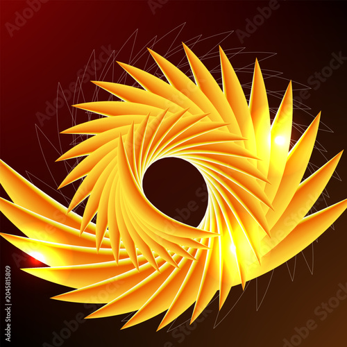 Abstract Geometric Vortex Vector Background with Orange and Yellow Flames