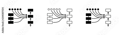 Data flow diagrams illustrating information processing and system architecture with black and white graphics
