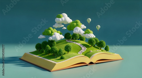 open book with flower
