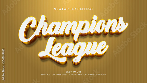 champions legue editable text effect 3d vector
