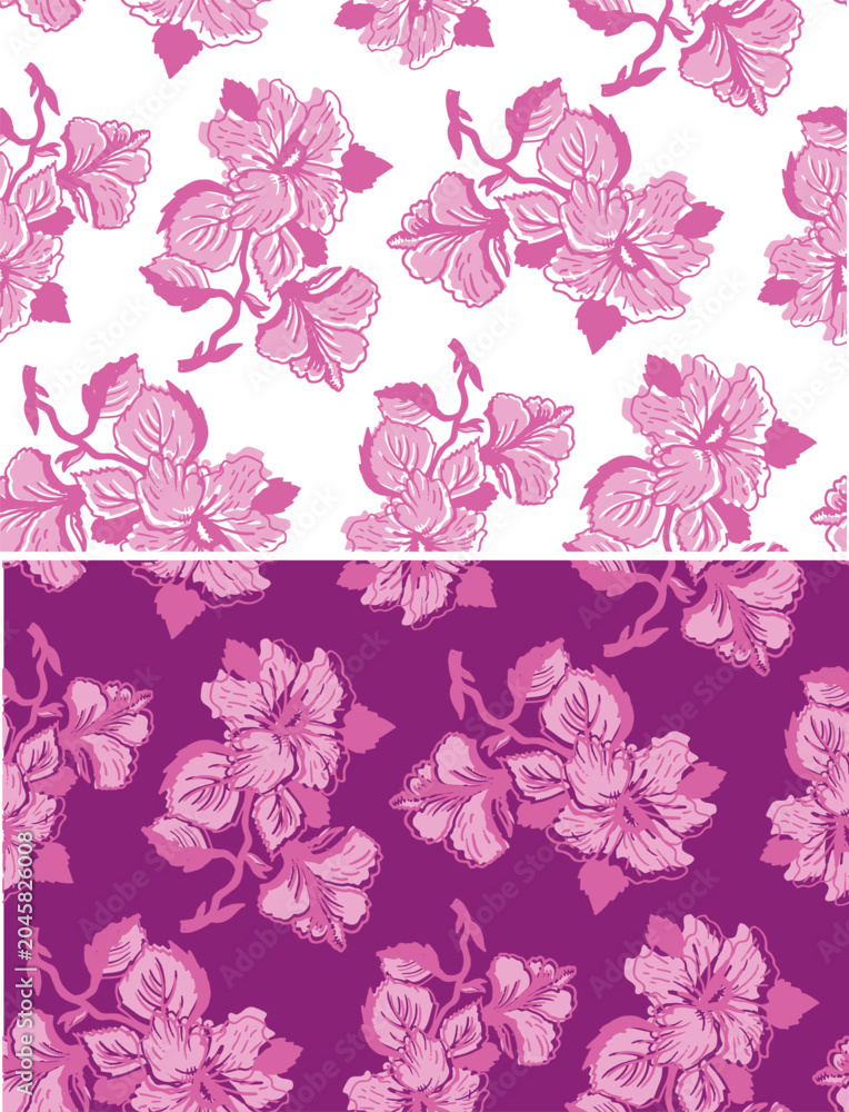Fototapeta premium Trendy Hand drawn doodle floral pattern with flowers and leaves