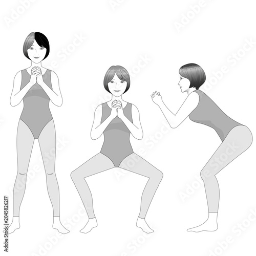 Foto スクワットをする女性