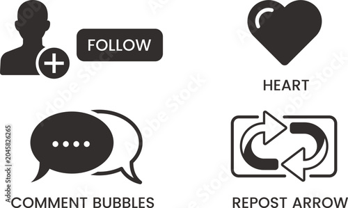 Social media engagement icons