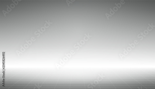 Abstract soft white perspective grid square lines and lights design element on gray gradient background. Vector illustration
