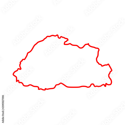 Bild auf Leinwand Red Outline Map of Bhutan. Simple Red Outline on White Background