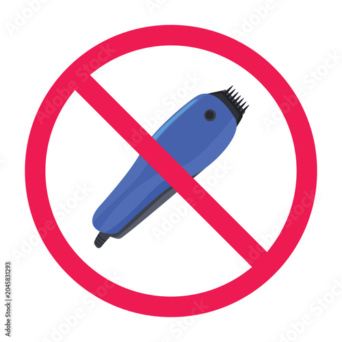 Foto No hair clipper sign, electric hair clipper prohibited icon, hair cutting machin