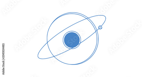 Vászonkép Abstract Atomic Model Illustration: Nucleus and Electron Orbiting