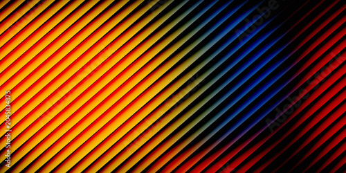 The arrangement of parallel and repeating diagonal lines, in orange, blue, red, purple, and black, creates a structural effect like a grid, louver (ventilation), or 3D fins that have depth.