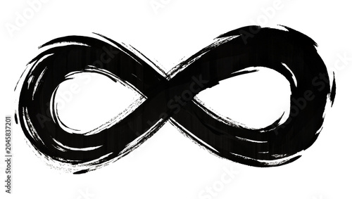 Black ink brush stroke infinity symbol representing endlessness, isolated on transparent background