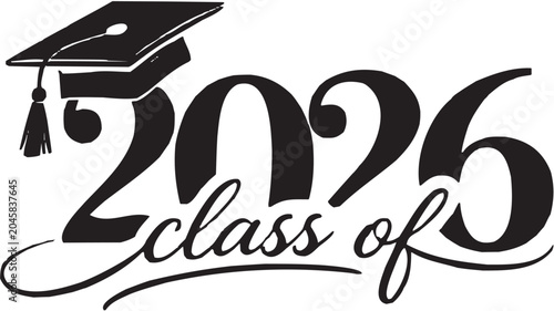 Foto Class of 2025 Graduation Typography with Graduation Cap Vector Design