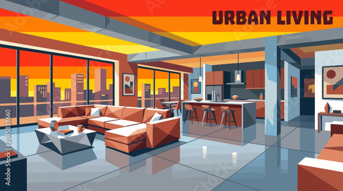 Bild auf Leinwand Open space apartment interior with modern furniture contemporary architecture st