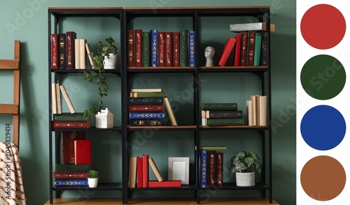 Modern home library interio...