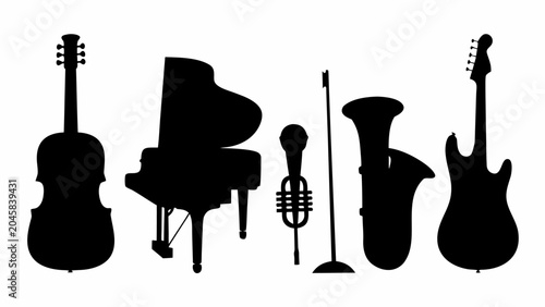 Silhouettes of various musical instruments