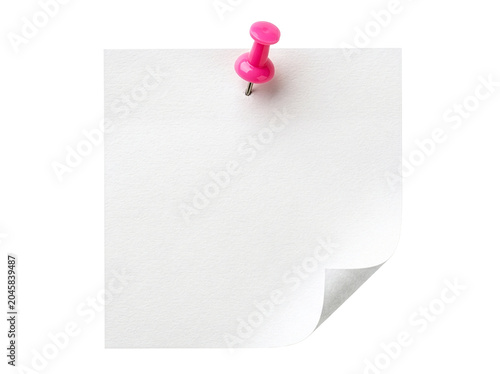 White paper sheet with pink pin