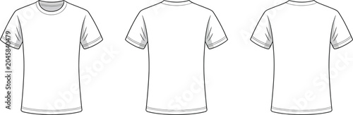 Bild auf Leinwand tshirt mockup front and back three views template apparel vector