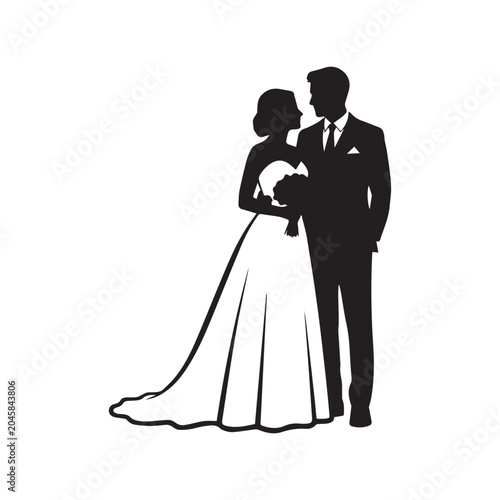 Wedding Couple Silhouette Vector