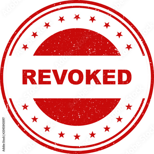 Photos Red grunge rubber stamp print with the text revoked in the center, document