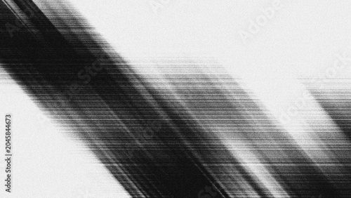 Abstract Black and White Motion Blur Background with Grainy Diagonal Speed Lines and Glitch Texture