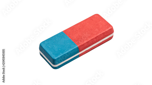 Tableau sur toile Classic two colored red and blue rubber eraser stationary isolated on transparen