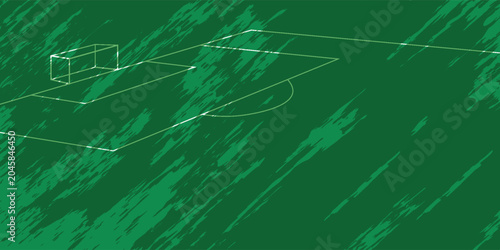 Top view of a soccer field layout with green field markings vector illustration. Soccer field line icon with soccer field layout diagram for sports tactics and training.