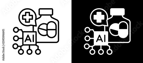 Ai Medicine whiteblack icon