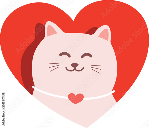 a cat inside a heart icon vector illustration