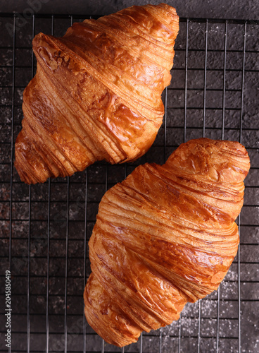 Fresh croissants for a healthy breakfast and nutrition