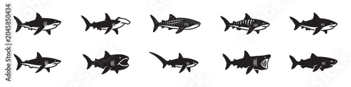 Fotografie Shark silhouette icon set