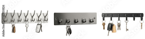 Canvastavla A Set of wall mounted key holder racks with multiple hooks for keys and accessor