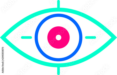Colorful eye icon, eye symbol, pink and blue eye, vector graphic