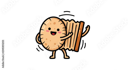 Round cracker and rectangular biscuit character high fiving.