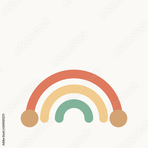 Colorful minimalist rainbow icon, pastel arc symbol, cute weather sign, vector graphic