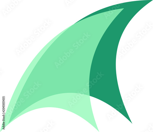 Green curved shapes, abstract design elements, vector graphics, modern icons