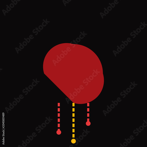 Red balloon, dripping paint, abstract vector icon, modern art, colorful symbol