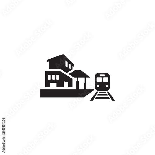 train station icon vector on white background