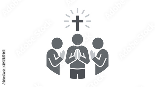 Fotografija People Praying Together with Cross Symbol