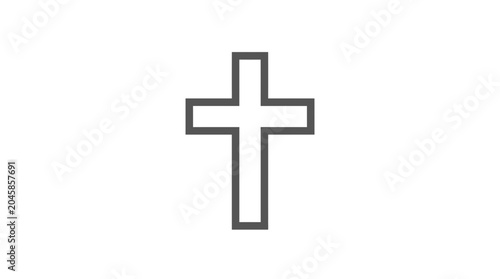 Konstfotografi Simple Christian Cross Icon Outline Graphic on White Background