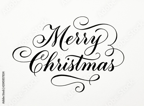 Merry Christmas calligraphy hand lettering isolated greeting