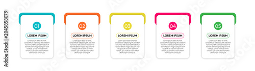 Modern 5 Step Business Process Infographic Diagram Template