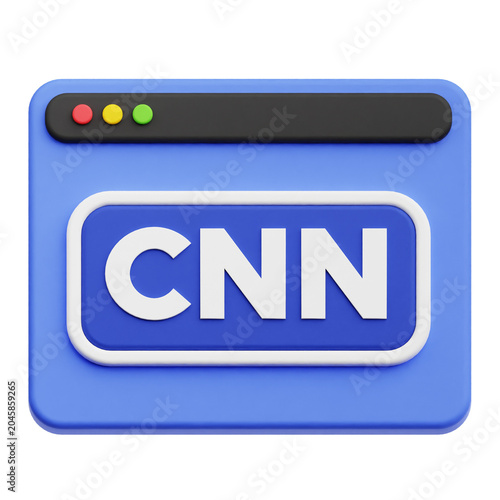 фотографія CNN AI Website 3D Icon Isolated On The Transparent Background