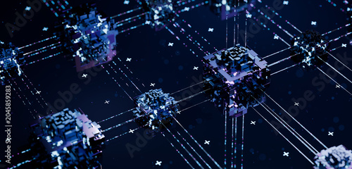 Big data,Network communication,Quantum computing cube structure with big data network line connection concept,artificial intelligence technology,blockchain infrastructure,cyber security server