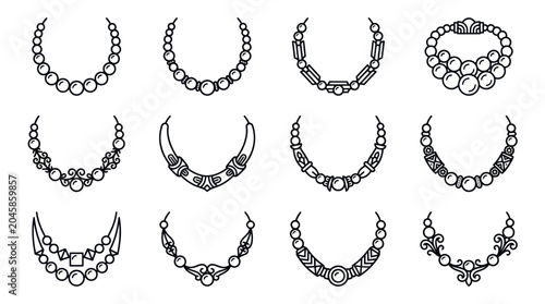 Fotografie Elegant Necklace Designs Collection Vector Illustration