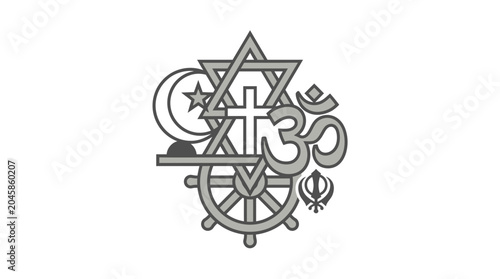 Bild auf Leinwand Interfaith Symbol: Unity of World Religions, Diversity, Spirituality, Peace, Har