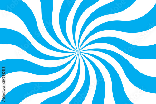 Blue and white spiral sunburst background with swirling radial stripes
