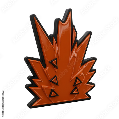 3D Orange Explosion Icon with Black Accents