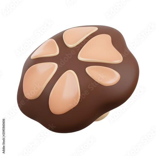 3D Render of a Chocolate Cookie with Creamy Filling
