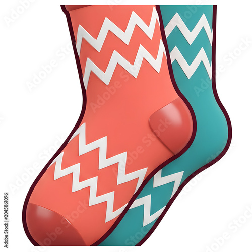 3D Rendered Sock with Zigzag Pattern