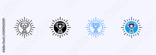 Photos Achievement Icon Set Multiple Style Collection Vector Illustration